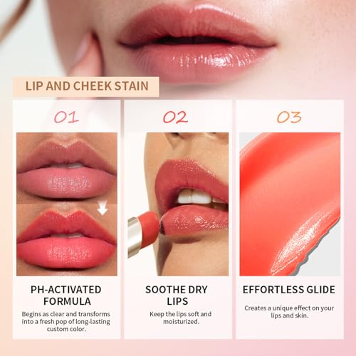4pcs-Ph Lip Balm£¬Waterproof Temperature Color Change Lip Balm,Long-Lasting Hydrating Moisturizing Lip Tint,for Daily Lip Care Festival Makeup Gift for Women(Pink & Red & Peach & White)
