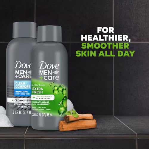 Dove Men+Care Body & Face Wash Variety 2-Pack ??Extra Fresh + Clean Comfort, Travel Essentials, 3 Oz Ea