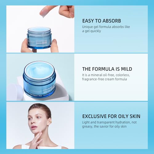 Hydro Boost Hyaluronic Acid Moisturizing Water Gel, Face Moisturizer For Oil Skin, Hyaluronic Acid Formula Combined With Water,Lightweight and 24 Hours Of Long-lasting Hydration-1.76Oz (Water Gel)