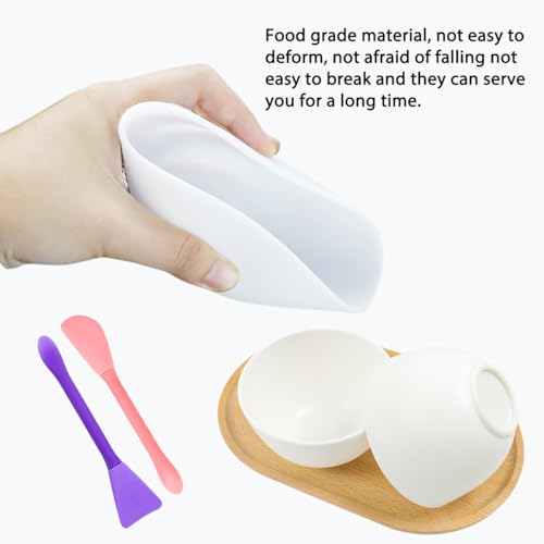 4 Piece Silicone Mixing Bowls, 3.93 Inch Microwaveable Silicone Bowl with Dual Ended Stirring Sticks for Facial Masks, Mud Masks, and Other Skin Care Products Facial Bowls for Aestheticians