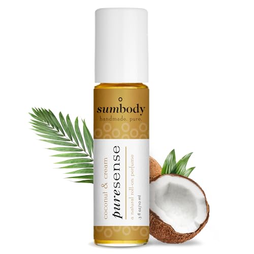 Sumbody All Natural Coconut & Cream Scent Perfume Oil - (10ml) Long Lasting Aromatic Roll On For Women Men Teens Kids Therapeutic Essential Oil Blend Organic Body Fragrances Travel Size USA Made