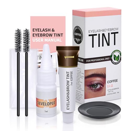 Eyelash & Eyebrow Color Kit, Black Lash & Brow Color Kit, Instant Eyebrow Coloring Set with Natural Bushy Results, Easy Use & Salon at Home, 7ml, Coffee