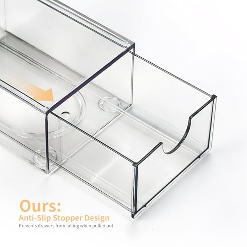 Desk Organizer with Drawers, Stackable Plastic Storage Drawers for Makeup or Desk Organization, Cabinets for Office Dressing Countertop Bathroom Bedroom (12 Packs)
