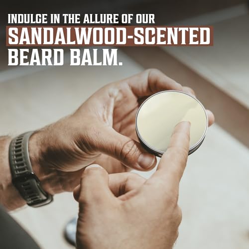 Viking Revolution Sandalwood Beard Wash and Beard Conditioner for Men (17 Oz each), Sandalwood Beard Balm (2 Oz) and Beard Oil (1 Fl Oz) - Beard Care Softener and Strengthener