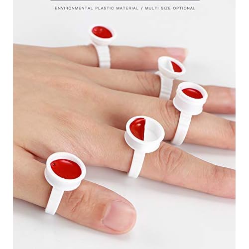 Pigment Rings - 100PCS Tattoo Rings Cups Disposable Makeup Rings Tattoo Glue Holder,Tattoo Ink Ring Adhesive Makeup Glue Rings Palette Plastic Nail Art Eyelash Extension Rings (Medium 100pcs)