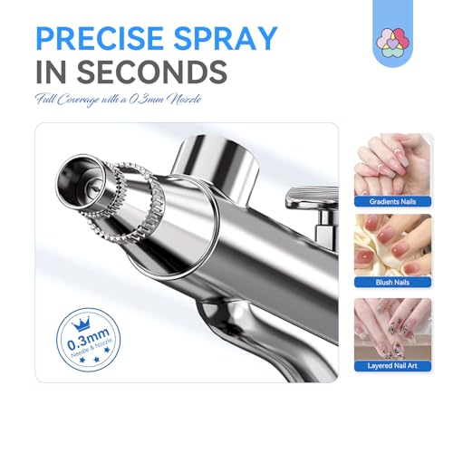 SAVILAND 25 PSI Airbrush for Nails: Rechargeable Nail Airbrush Machine 3 High-Pressure Modes Cordless Airbrush Kit with Compressor 0.3 mm Nano Nozzle Airbrush Paint Airbrush Makeup for Nails Art
