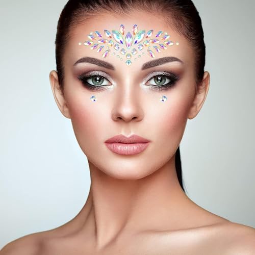 Face Gems Stickers, Glow In The Dark Face Jewels Glitter Stickers Temporary Tattoos Eyes Body Paint Gems For Black Light Neon Uv Music Festival Rave Accessories Concert Graduation Party Makeup