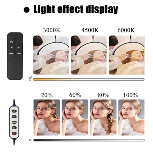 21-inch Eyelash LED Moonlight lamp, Suitable for Nail Art, SPA, Makeup, Tattoo, Skin Care, Studio and Salon Lighting. Remote Control Three-Tone Temperature, 350¡Æ Floor lamp