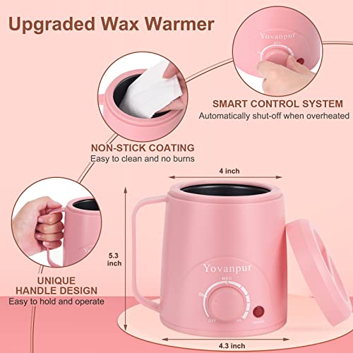 Waxing Kit for Women - Mini Wax Warmer, Hard Wax Kit with 14oz Beads, Portable Hair Removal for Face, Armpit, Eyebrow, Brazilian Bikini Waxing at Home