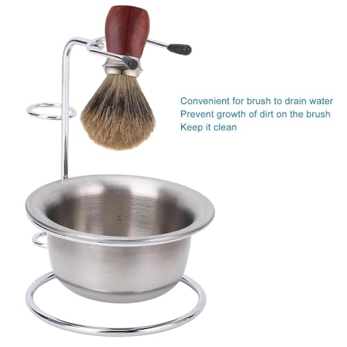 Shaving Set, Metal Shaving Brush Holder, Stainless Steel Shaver Soap Bowl Set for Man, Husband, Father, Valentine's Day