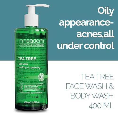 Tea Tree Face Wash for Acne-Prone & Oily Skin ? Purifying Facial Cleanser with Aloe Vera, Panthenol & Bisabolol ? Gentle Daily Gel Cleanser ? 13.53 fl oz