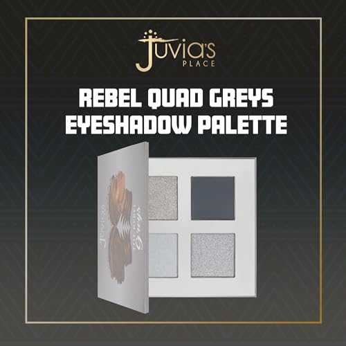 Juvia's Place Rebel Quad Grey Eyeshadow Palette - Professional Eye Makeup, Pigmented Eyeshadow Palette, Makeup Palette for Eye Color & Shine, Pressed Eyeshadow Cosmetics, Shades of 4, 1.0 Count