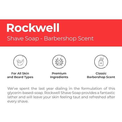 Rockwell Babershop Shaving Soap | Formulated with Shea Butter, Coconut Oil & Wheat Protein for Smooth & Soothing Wet Shave | Ideal for Sensitive Skin & Thick Beards