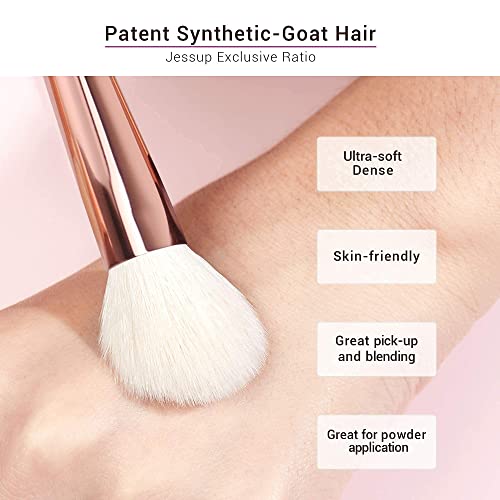 Jessup Professional Makeup Brushes Set 25 Pcs with 2 in 1 Silicone Brush Cleaning Mat & Color Removal Sponge