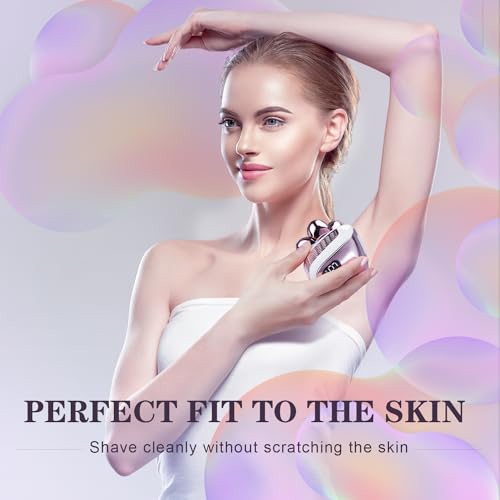 Electric Razors for Women Legs: 5-in-1 Electric Shaver with 7D Head - IPX6 Waterproof Wet Dry Hair Remover with LED Display & Travel Lock for Face Bikini (White Pink)