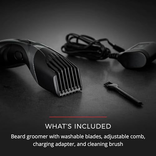 Remington Barba Beard Trimmer| Cordless Groomer with Ceramic Coated Blades, 9 Length Settings, Pop-Up Detail Trimmer, Washable Blades, Rechargeable Battery