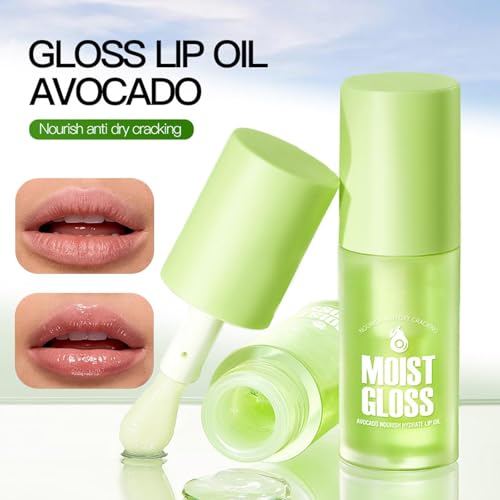 4Pcs Hydrating Lip Oil Set,Clear Lip Gloss,Long Lasting Nourishing Revitalizing for Dry Lips,Waterproof,Lip Gloss Base Flavoring Oil for Women Girls(Avocado+Grape+Peach+Honey)