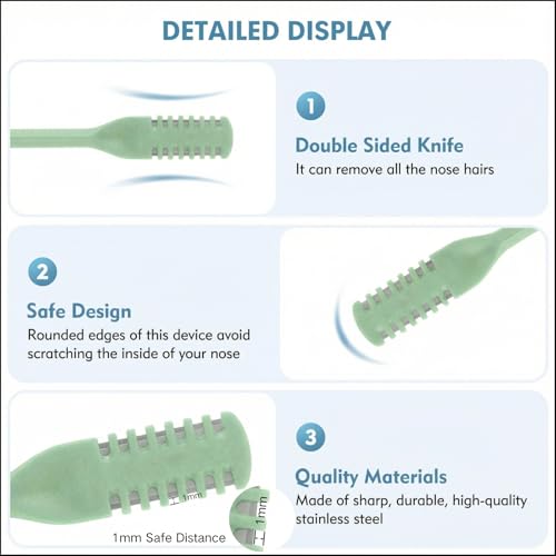 4Pcs 2-in-1 Nose Hair Trimmer Nasal Hair Cutter 2025 Upgraded Double Sided + 2 Sizes Portable 360¡Æ Rotating Manual Nose Hair Remover Easy to Clean