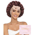100% Mulberry Silk Bonnet for Sleeping Women Double Layer Silk Hair Bonnet Natural Silk Sleep Cap with Elastic Reversible Hair Wrap (Coffee + Champagne)