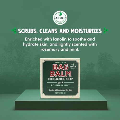 Bag Balm Vermont's Original Exfoliating Soap Bar, Body Soap Bars, Hand Soap Bar - Soap for Dry Skin - Rosemary Mint Scented Bars of Soap, Body Soap Bar - 3.9oz, 3 Pack
