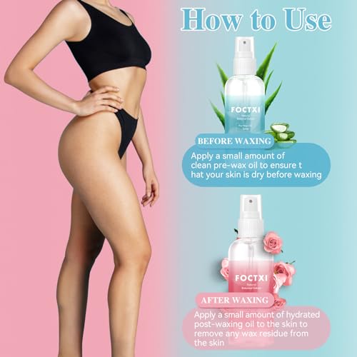 Pre Wax Cleanser and After Wax Care, Pre Cleanser-Spray and Treatment, After Oil-Reduces Redness, Removes Residue, Before And After Waxing Skin Care Kit, 3.5oz