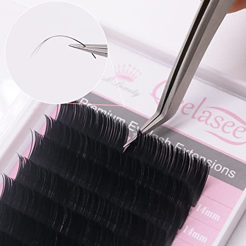 Ellipse Eyelash Extension 0.20mm D Curl 14mm Flat Black Mink Fur False Eyelashes 1 Count