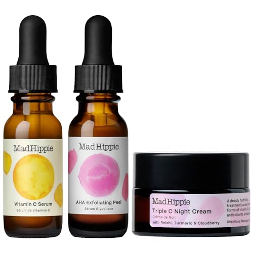 Mad Hippie Skin Brightening Kit ? Vitamin C Serum, AHA Exfoliating Peel + Triple C Night Cream, Travel Essentials