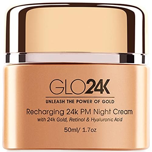 GLO24K Night Cream with 24k Gold, Retinol, Vitamins, and Hyaluronic Acid. Optimally Hydrate your Skin while you sleep.