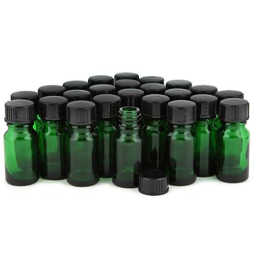 Vivaplex, 24, Green, 10 ml (1/3 oz) Glass Bottles, with Lids
