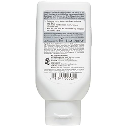 Billy Jealousy Shaved Ice After Shave Balm for Men with Aloe Leaf Juice, Cools & Hydrates Skin, Relieves Razor Irritation and Prevents Ingrown Hairs, 3 Fl Oz