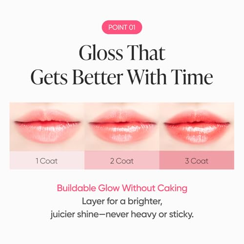 BANILA CO Dew Glow Tint | Hydrating Lip Tint with Dewy Gloss Finish | Lightweight Tint for Moisture-Rich, Naturally Plumped Lips (3.8g / 0.13 oz), PK03 Rabbit Chou