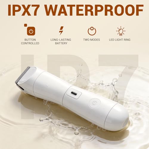 Dermave Bikini Shaver- IPX7 Waterproof & Painless Electric Razors for Beauty, Pubic Hair, Face, Legs & Underarms-Portable Cordless Bikini Trimmer for Women(White-Storage Bag)