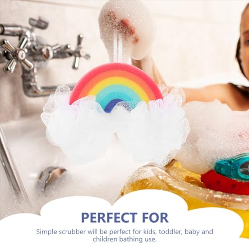 FRCOLOR Cloud Bath Sponges Loofahs Rainbow Shaped Exfoliating Scrubber Bath Brush for Kids Women Men Body Shower