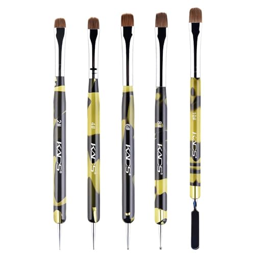 KADS Kolinsky Sable Brush 2 Way Acrylic Professional French Manicure Clean-up Brush Nail Art Brush Nail Dotting Pen (2#-10#(5 Pcs))