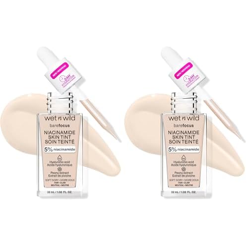 wet n wild Bare Focus Skin Tint, 5% Niacinamide Enriched, Buildable Sheer Lightweight Coverage, Natural Radiant Finish, Hyaluronic & Vitamin Hydration Boost, Cruelty-Free & Vegan - Soft Ivory