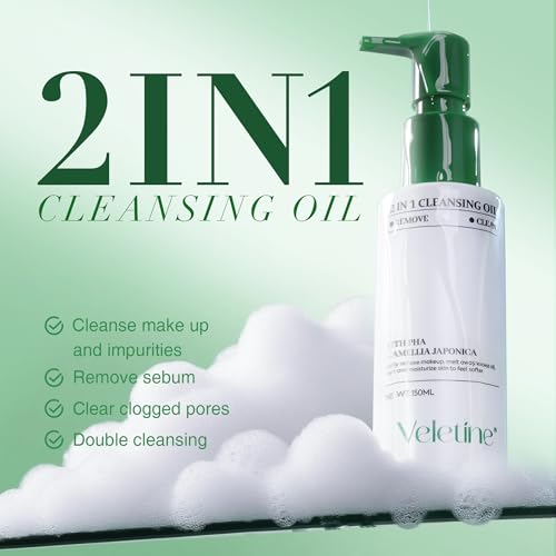 2 In 1 Cleansing Oil,Oil Cleanser for Face, Gently Hydrating & Cleanser, Makeup Remover to Dirt, Oil,With Jojoba Oil & Camellia Japonica,All Skin Types.150ml