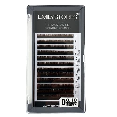 Brown Eyelash Extensions 0.10MM Lashes J B C D Curl 8-14MM Length Mix Size (Brown 0.10 D)