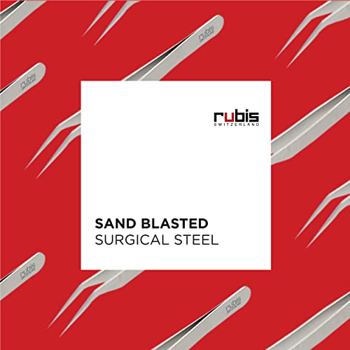 Rubis Stainless Steel Eyelash Tweezers with Angled Tips for Attaching False Eyelashes, 1K7ANG02,Rubis Switzerland Swiss Made World Renowned Precision