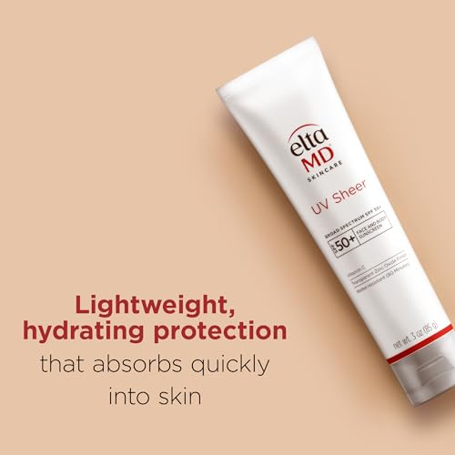 EltaMD UV Sheer Face Sunscreen, SPF 50+ No White Cast Sunscreen for Face and Body, Zinc Oxide Sunscreen Formula