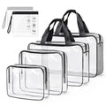 ABSOFINE Clear Toiletry Bag for Travel Size Toiletries, 4 Pack Large Waterproof PVC Makeup Bags with 2 Pack Airport Security Liquids Bags, Travel Essentials toiletry Bottles for Women Girls Men