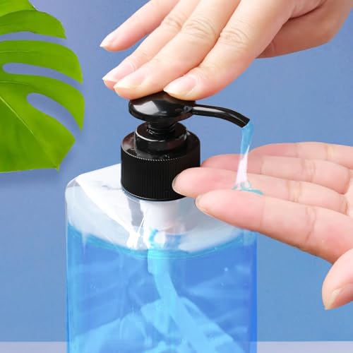 35 Pcs 16 oz Empty Plastic Pump Bottles Black Pumps with 3 Labels Refillable Lotion Shampoo Containers Clear Square Lotion Dispenser for Liquid Soap, Massage Oil, and Face Cream