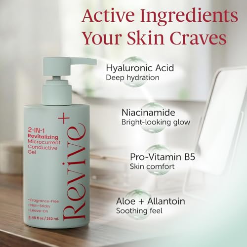 2-in-1 Microcurrent Conductive Gel with Hyaluronic Acid ? 8.45 oz Anti-Aging Hydrating Serum & Facial Toning Activator for Beauty Devices ? Silky Non-Sticky Glide, Fragrance-Free Leave-On Skincare