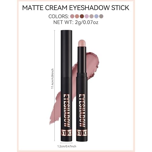 Erinde Waterproof Cream Eyeshadow Stick, Matte Nude Eye Shadow Sticks, Longwear Blendable High Pigmented, Neutral Eye Shadow Sticks Matte for Older Eyes, Smokey Eyeshadow Pencil Crayon, 19 Light Taupe