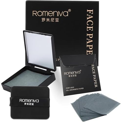 Oil Blotting Sheets for Face - 500 Sheets with Mirror & Puff | Super Absorbent Oil Control Film for Work, Gym & Events | Makeup-Friendly, Natural Blotting Papers for Oily Skin | Women, Men & Teens