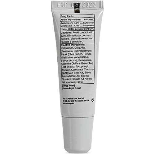 Anthony SPF 25 Lip Balm with Sunscreen, Blood Orange Flavor, Green Tea Extract, Shea Butter and Vitamin E, Moisturizing Repair Treatment for Chapped and Dry Lips, Protects and Hydrates Lips, 0.25 Oz