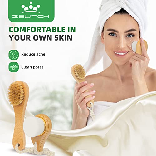 Premium Dry Brushing Body Brush Set for Lymphatic Drainage and Cellulite Treatment, Body Brush for Wet or Dry Brushing,Boar Bristle Body Brush, Long Handle Body Brush, Face Cleansing Brush,6 Pack