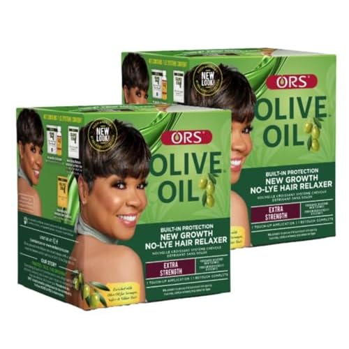 ORS Olive Oil Build-In Protection New Growth No-Lye Hair Relaxer - Extra Strength (Pack of 2)