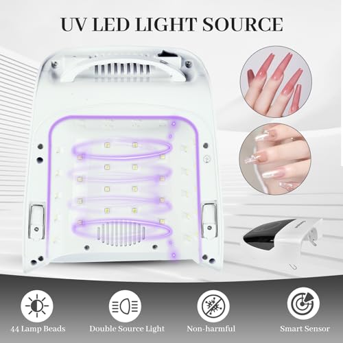 132W UV LED Nail Lamp,Rechargeable UV Light for Gel Nails with 4 Timers & LCD Screen,Prefsssional LED Nail Lamp Nail Dryer Fast Curing for Salon & Home Use