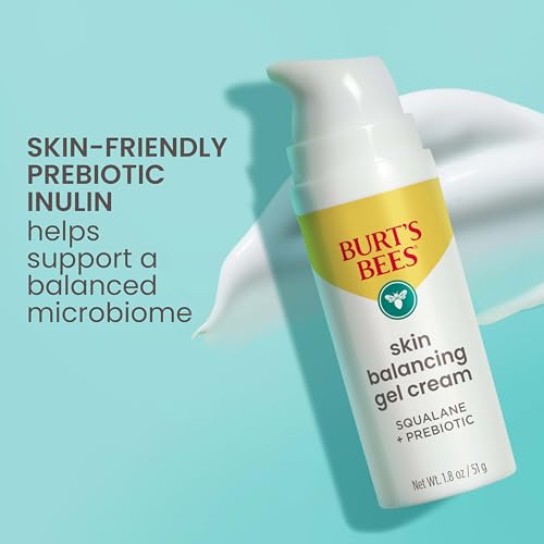 Burt's Bees Clear and Balanced Skin Balancing Gel Cream With Squalane and Prebiotic, Gel Moisturizer for Breakout-Prone Skin, 99 Percent Natural Origin, 1.8 oz. Bottle (Pack of 4)