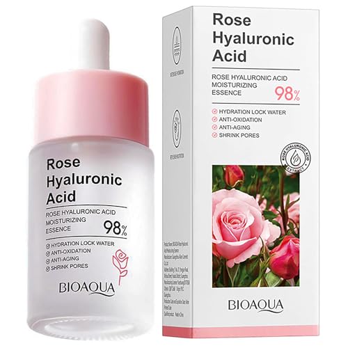 BIOAQUA Face Rose Hyaluronic Acid 98% Moisturizing Essence Facial Serum Hydration Shrink Pores Anti-Oxidation Nourishes 30ml / 1fl.oz